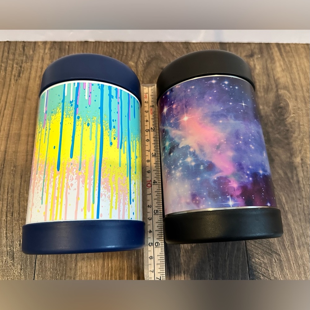 GUC 2 Pottery Barn Teen 16oz Insulated Thermoses Colorful Paint & Star Galaxy - Picture 5 of 6